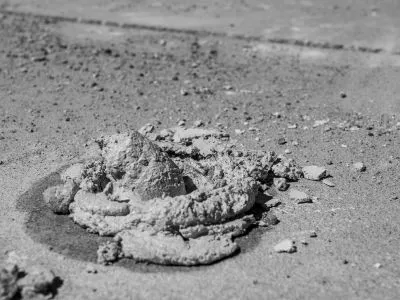 pile of cement slurry during mudjacking installation